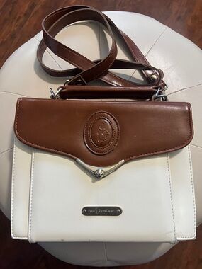 Polo by Ralph Lauren Brown and White Two-Tone Leather Crossbody